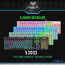 AULA Mechanical Keyboard Wired Backlit Gaming Keyboard Blue Switch-S2022 - Black AULA