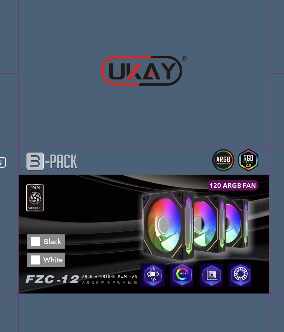 UKAY ARGB Cooling Fan Kit Infinity Mirror- 3 Fans