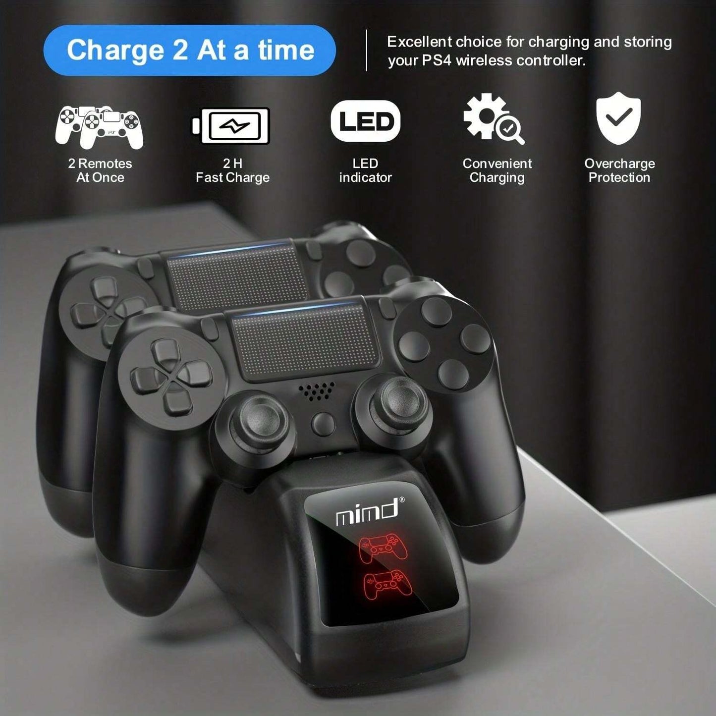 DW Mimd PS4 Controller Charging Stand for PS4/PS4 Slim/PS4 Pro