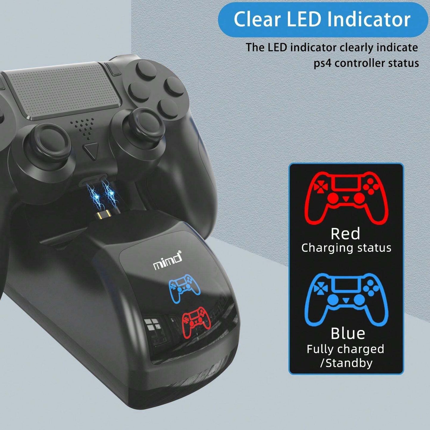 DW Mimd PS4 Controller Charging Stand for PS4/PS4 Slim/PS4 Pro