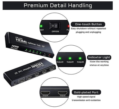 1x4 Hdmi Splitter, UHD 4Kx2K 3D