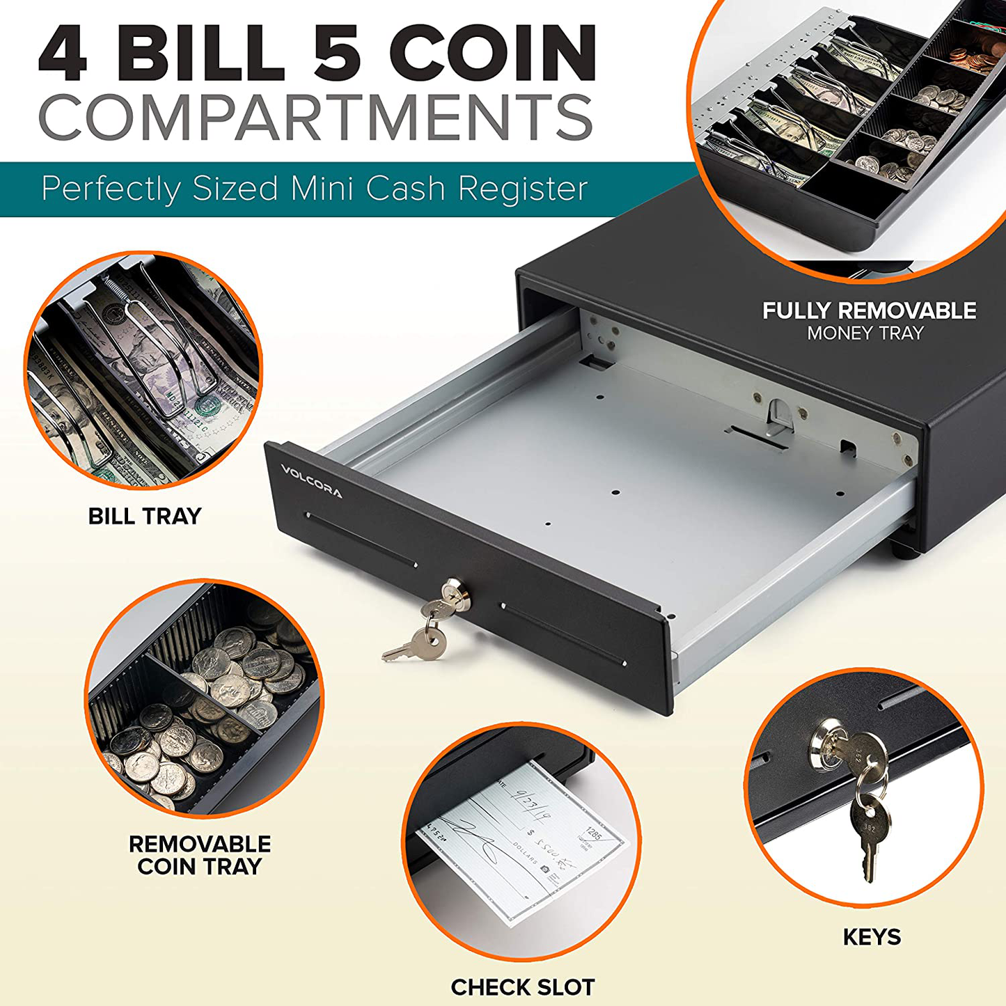 415 Heavy Duty Cash Drawer 5 Note/8 Coin (Black)