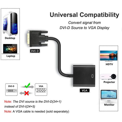 DVI to VGA Adapter, DVI 24+1 DVI-D Dual Link to VGA
