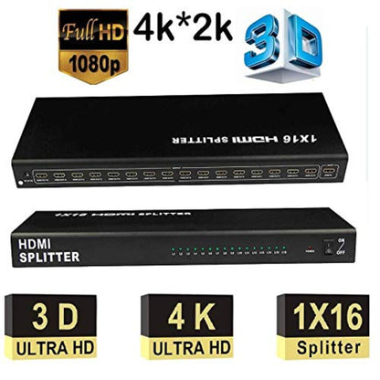 1x16 1 In 16 Out HDMI Splitter, HDMI Splitter Video Audio 1080P HD HDTV 3D