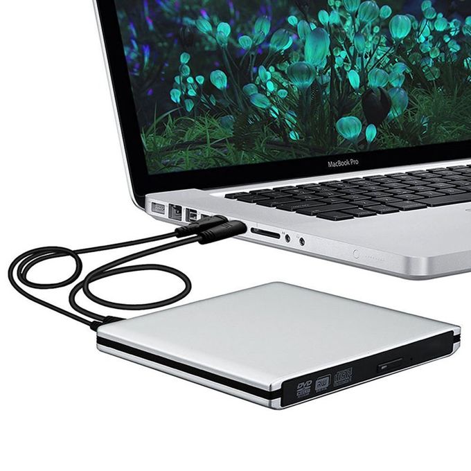 USB 3.0 External DVD Player 8X DVD-ROM Combo Reader 24X CD-R Burner Slim Optical Drive Silver