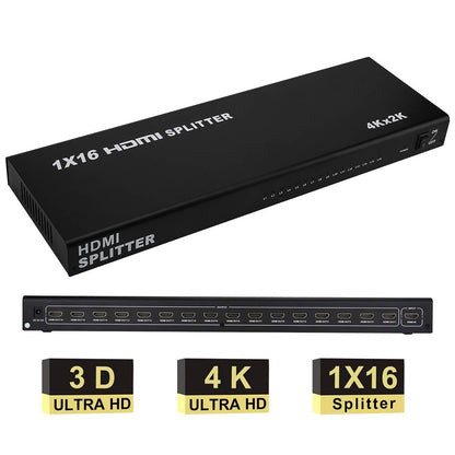 1x16 1 In 16 Out HDMI Splitter, HDMI Splitter Video Audio 1080P HD HDTV 3D
