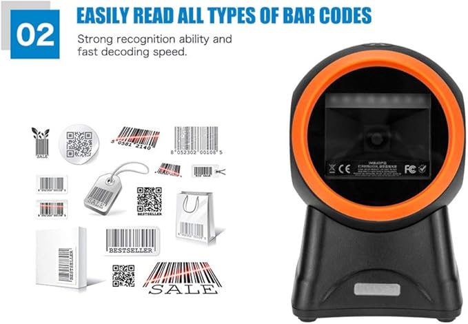 Pro 2D Barcode Scanner USB Desktop Omnidirectional QR Wired Automatic Platform Bar Code Reader Automatic Handsfree 1