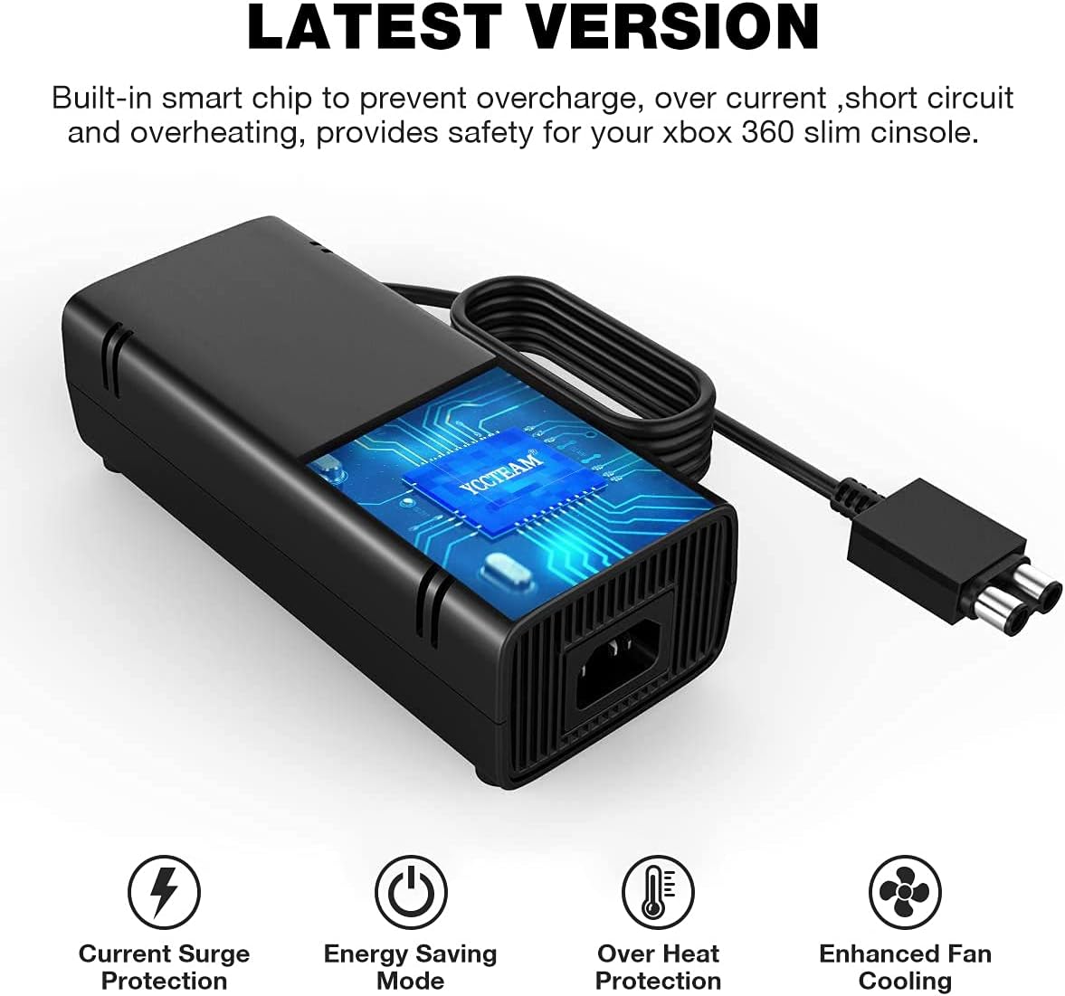Xbox 360 Slim Power Supply Brick, AC Adapter Kit Replacement