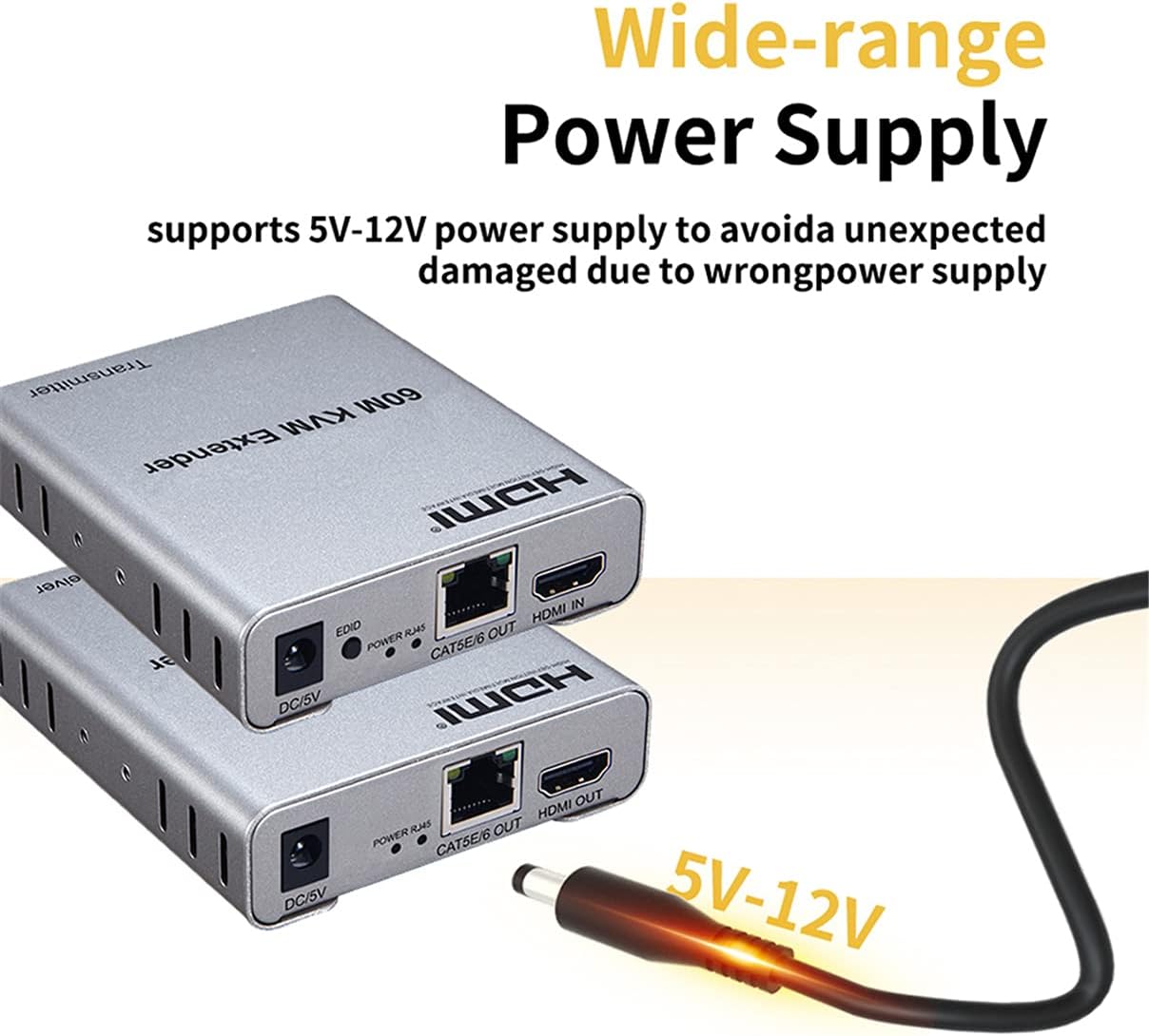 60M USB KVM HDMI Extender ，with 1080P R/L Audio by CAT5E Cat6 RJ45 Ethernet Cable Transmitter Receiver Audio Video Converter PC Laptop to TV Monitor