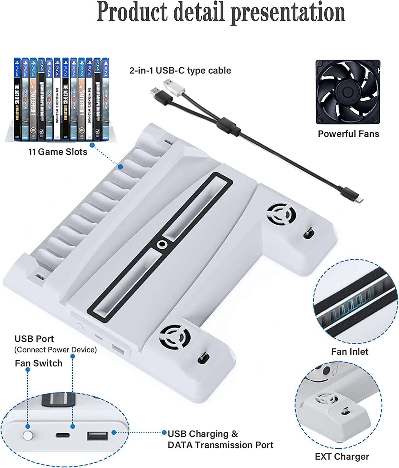 Dobe Compatible with PS5 Multi functional Cooling Stand TP5-0593