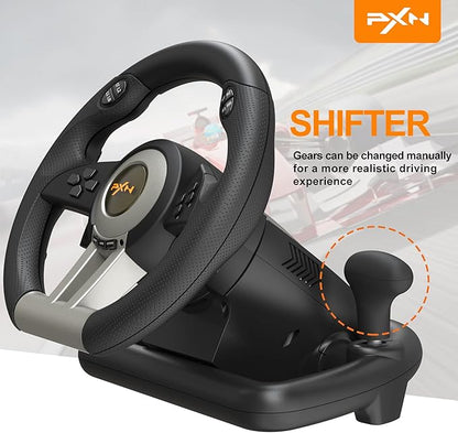 PXN USB Racing Gaming Steering Wheel And Gear, Pedal Set - PXN-V3 pro