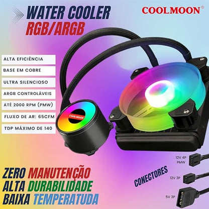 120mm Cold Moon AR120 One-Piece Liquid RGB Lit Computer Case Cooling Kit