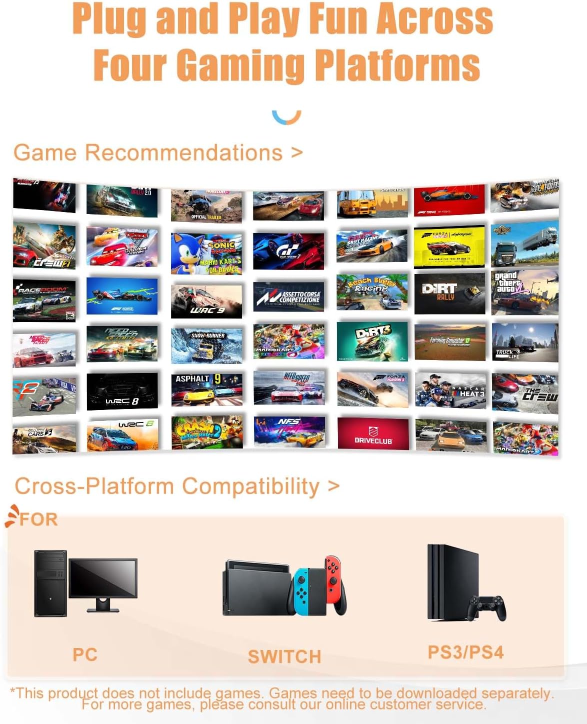 PXN USB Racing Gaming Steering Wheel And Gear, Pedal Set - PXN-V3 pro