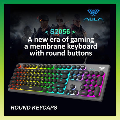 AULA S2056 Membrane Gaming Keyboard USB Wired Backlight Metal ABS Floating Keycap
