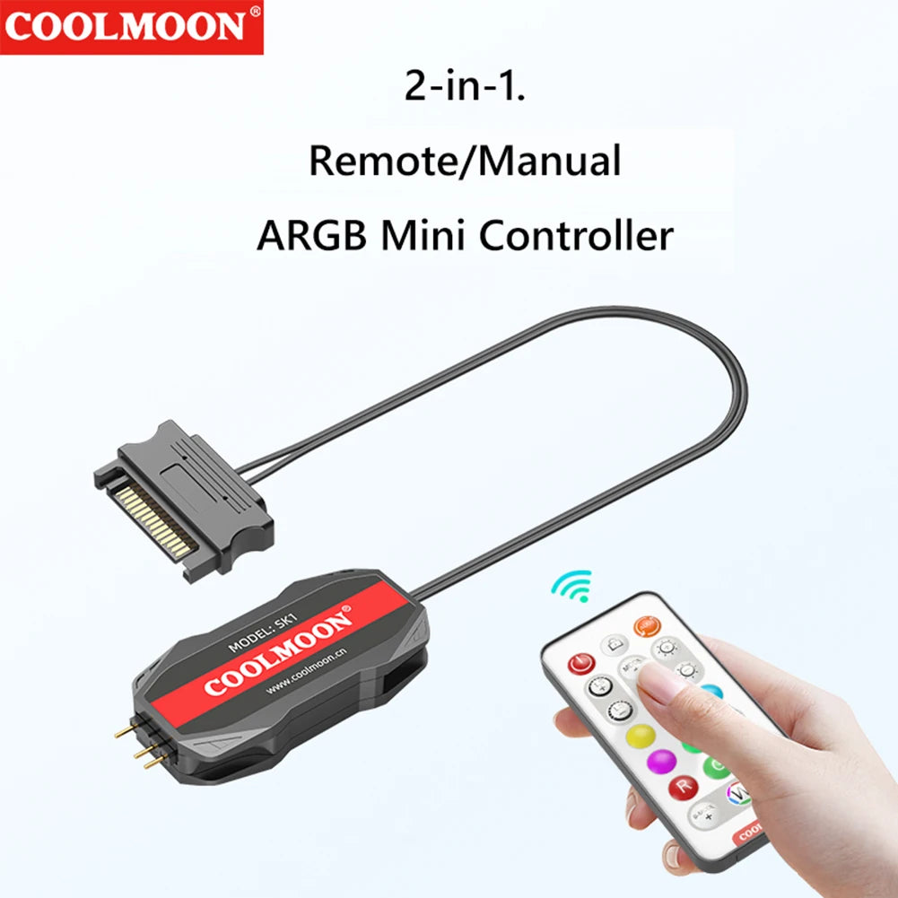 ARGB Controller 5V 3pin To SATA Power Supply Mini RGB Controller 3PIN Hub For Computer Cpu Case Cool Fan LED Light Radiator