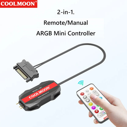 ARGB Controller 5V 3pin To SATA Power Supply Mini RGB Controller 3PIN Hub For Computer Cpu Case Cool Fan LED Light Radiator