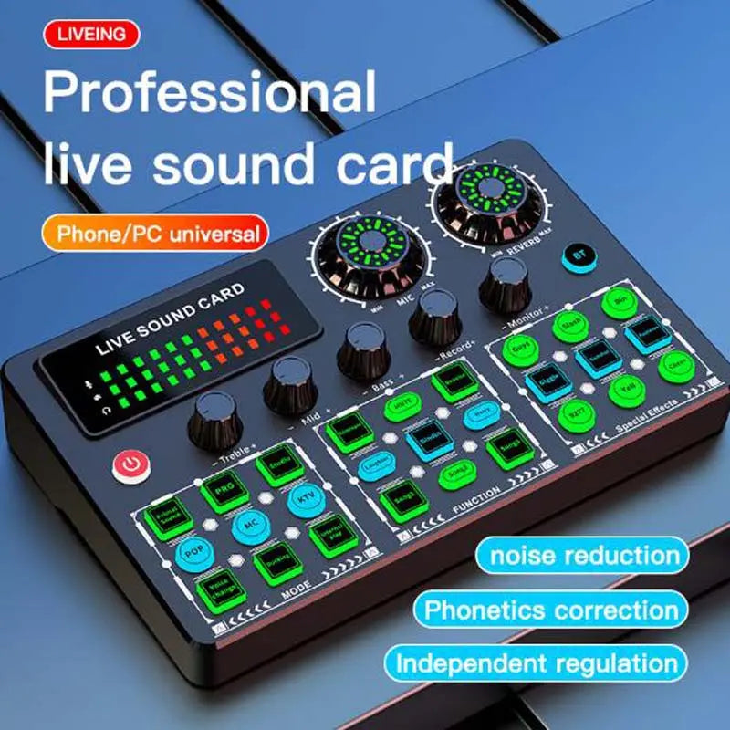 V99 Podcast Studio Equipment Kit Recording Professional USB Live Stream Audio Interface Voice Changer Soundcard Sound Card
