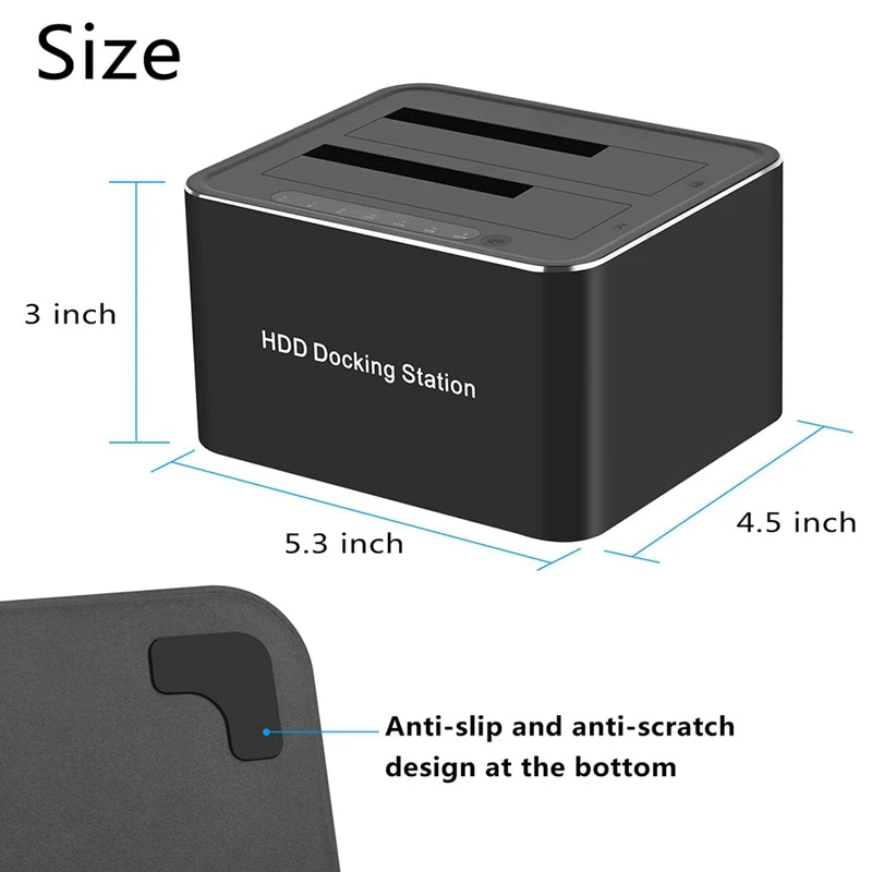 USB 3.0 to Dual SATA Hard Drive Dock Station for 2.5/3.5 Inches HDD SSD