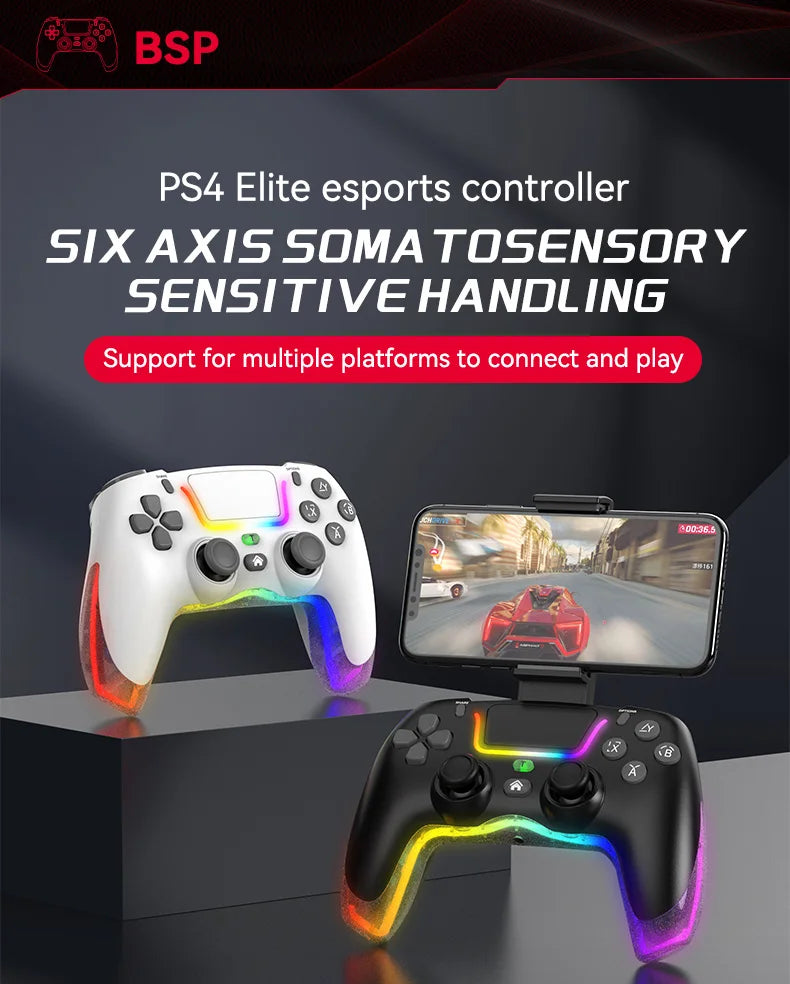P07 Wireless Joystick For PS4/Switch/IOS/Android/PC RGB Gaming Controller