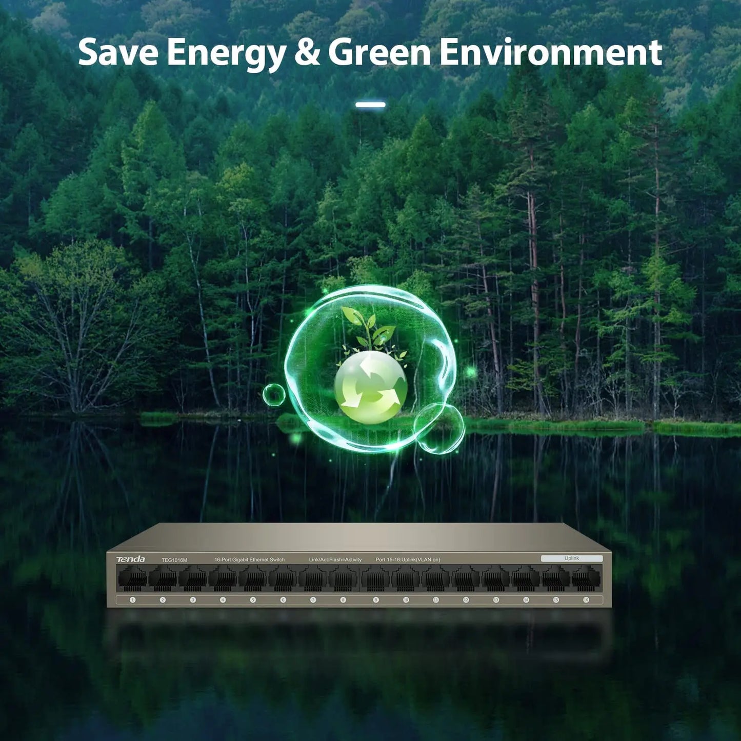 Tenda 16 Port Gigabit Rack Mount Switch - TEG1016D