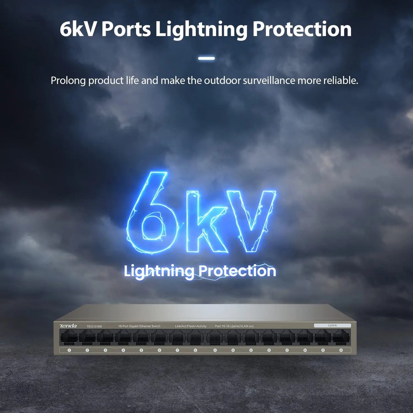 Tenda 16 Port Gigabit Rack Mount Switch - TEG1016D