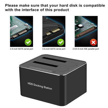 USB 3.0 to Dual SATA Hard Drive Dock Station for 2.5/3.5 Inches HDD SSD