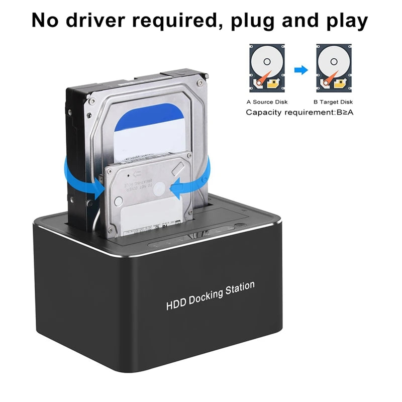 USB 3.0 to Dual SATA Hard Drive Dock Station for 2.5/3.5 Inches HDD SSD