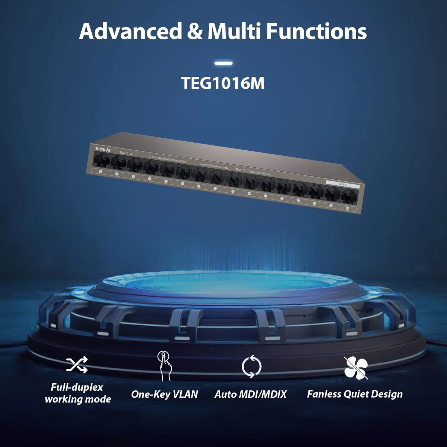 Tenda 16 Port Gigabit Rack Mount Switch - TEG1016D