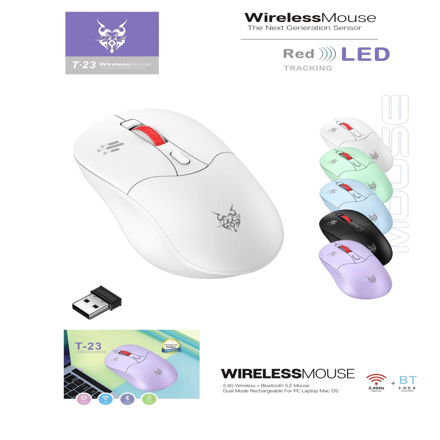 T23 WIRELESS MOUSE 2.4G+BLUETOOTH