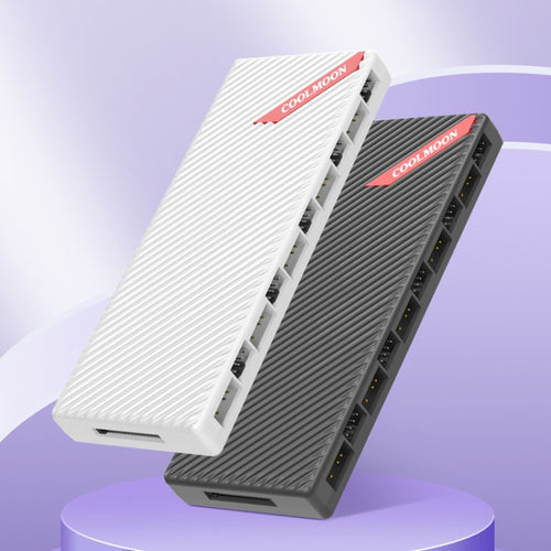 COOLMOON AM10 ARGB+PWM Dual 10 Ports Temperature Control Splitter Case Fan 5V 3Pin HUB