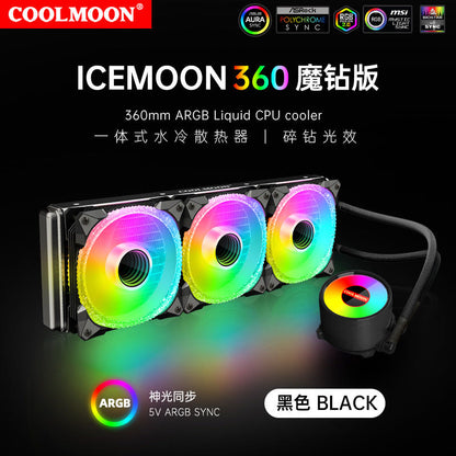 COOLMOON 360 CPU Cooler water cooling Radiator with Low Noise ARGB Fans