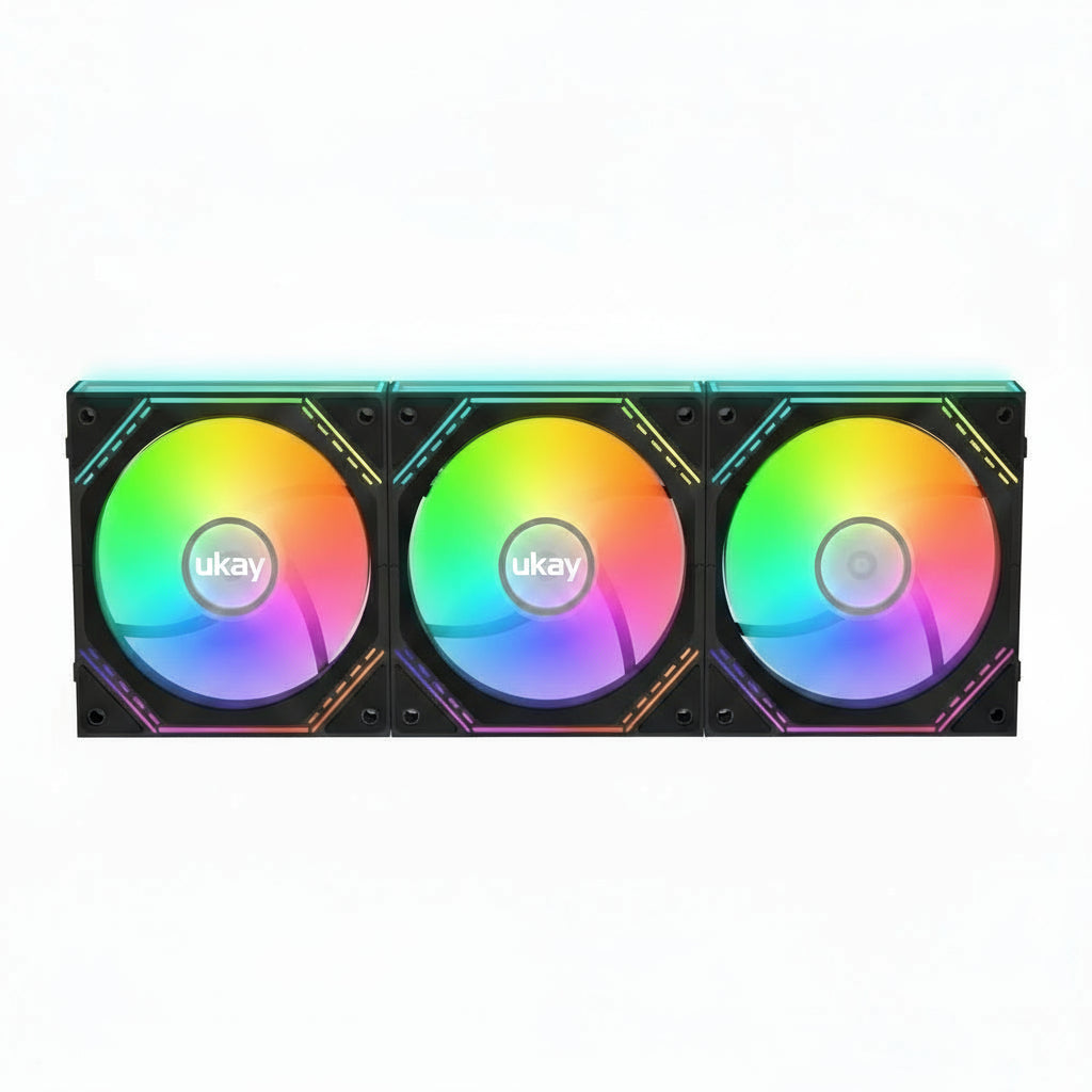 UKAY block Fan Module 120mm RGB Fan Infinity Mirror Module Daisy Argb Fan 120mm Pack of 3 with Controller