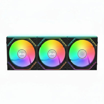 UKAY block Fan Module 120mm RGB Fan Infinity Mirror Module Daisy Argb Fan 120mm Pack of 3 with Controller