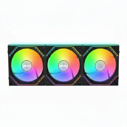 UKAY block Fan Module 120mm RGB Fan Infinity Mirror Module Daisy Argb Fan 120mm Pack of 3 with Controller