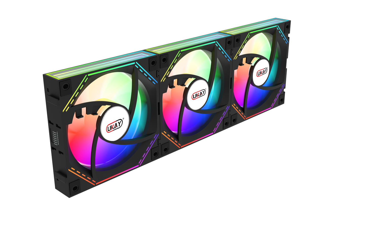 UKAY block Fan Module 120mm RGB Fan Infinity Mirror Module Daisy Argb Fan 120mm Pack of 3 with Controller