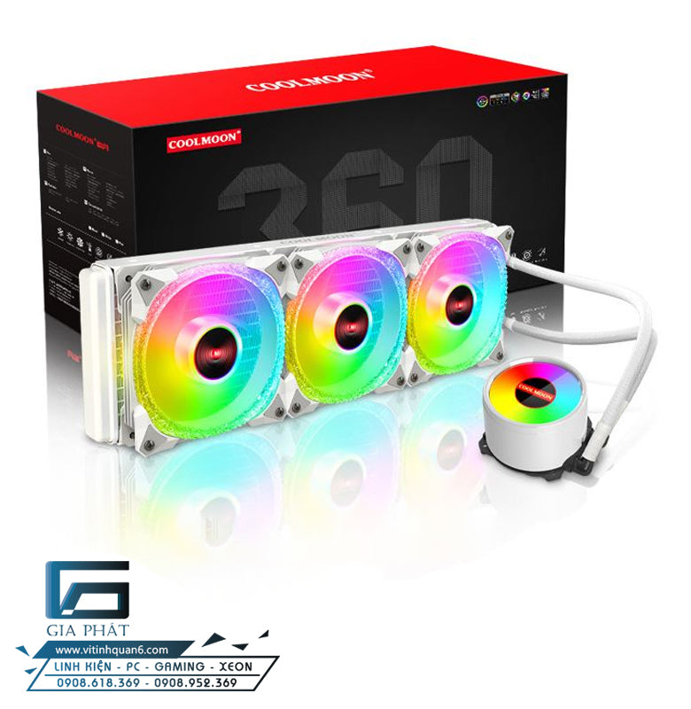 COOLMOON 360 CPU Cooler water cooling Radiator with Low Noise ARGB Fans