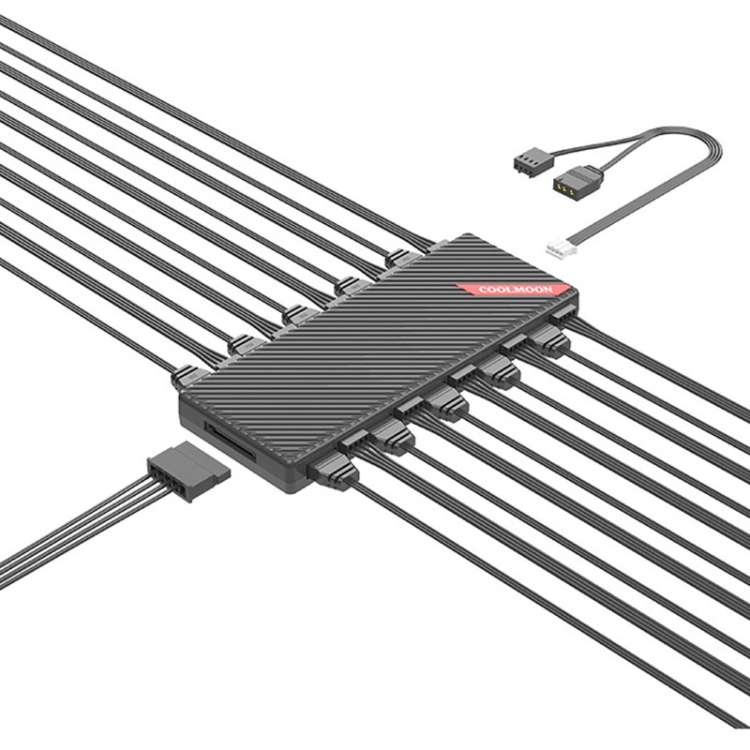 COOLMOON AM10 ARGB+PWM Dual 10 Ports Temperature Control Splitter Case Fan 5V 3Pin HUB