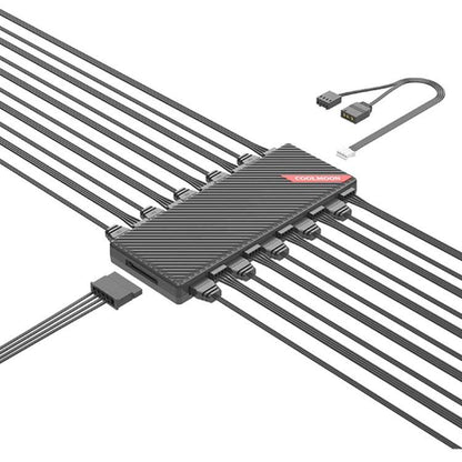 COOLMOON AM10 ARGB+PWM Dual 10 Ports Temperature Control Splitter Case Fan 5V 3Pin HUB