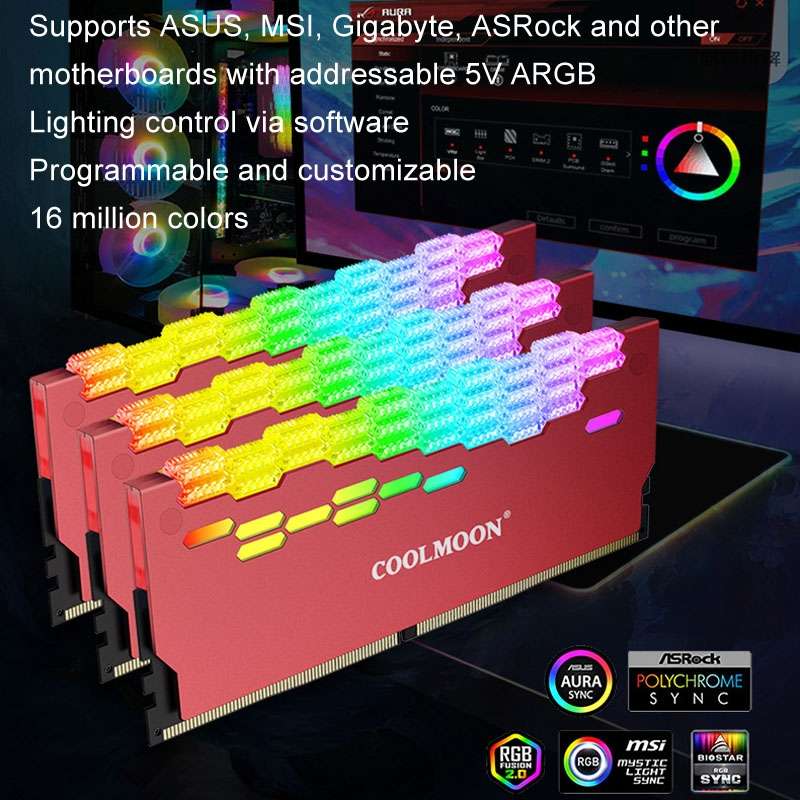 COOLMOON-ARGB Memory Heatsink Luminescent memory strip cooling housing