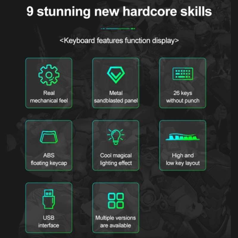 AULA S2056 Membrane Gaming Keyboard USB Wired Backlight Metal ABS Floating Keycap