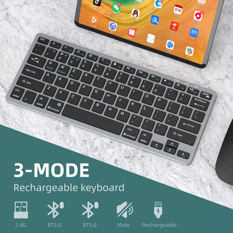 ukay km-17 Wireless Bluetooth Keyboard&Cordless Mouse 3 Modes For ipad Android Tablet PC